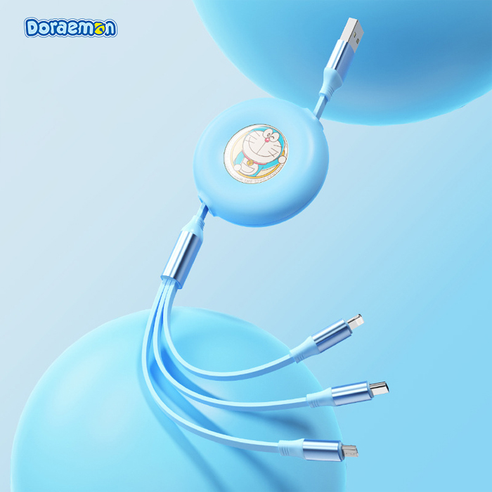 Rock - Doraemon G16 One-To-Three Retractable Data Cable 100CM 1 doraemon g16 one to three retractable data cable l 100cm 44